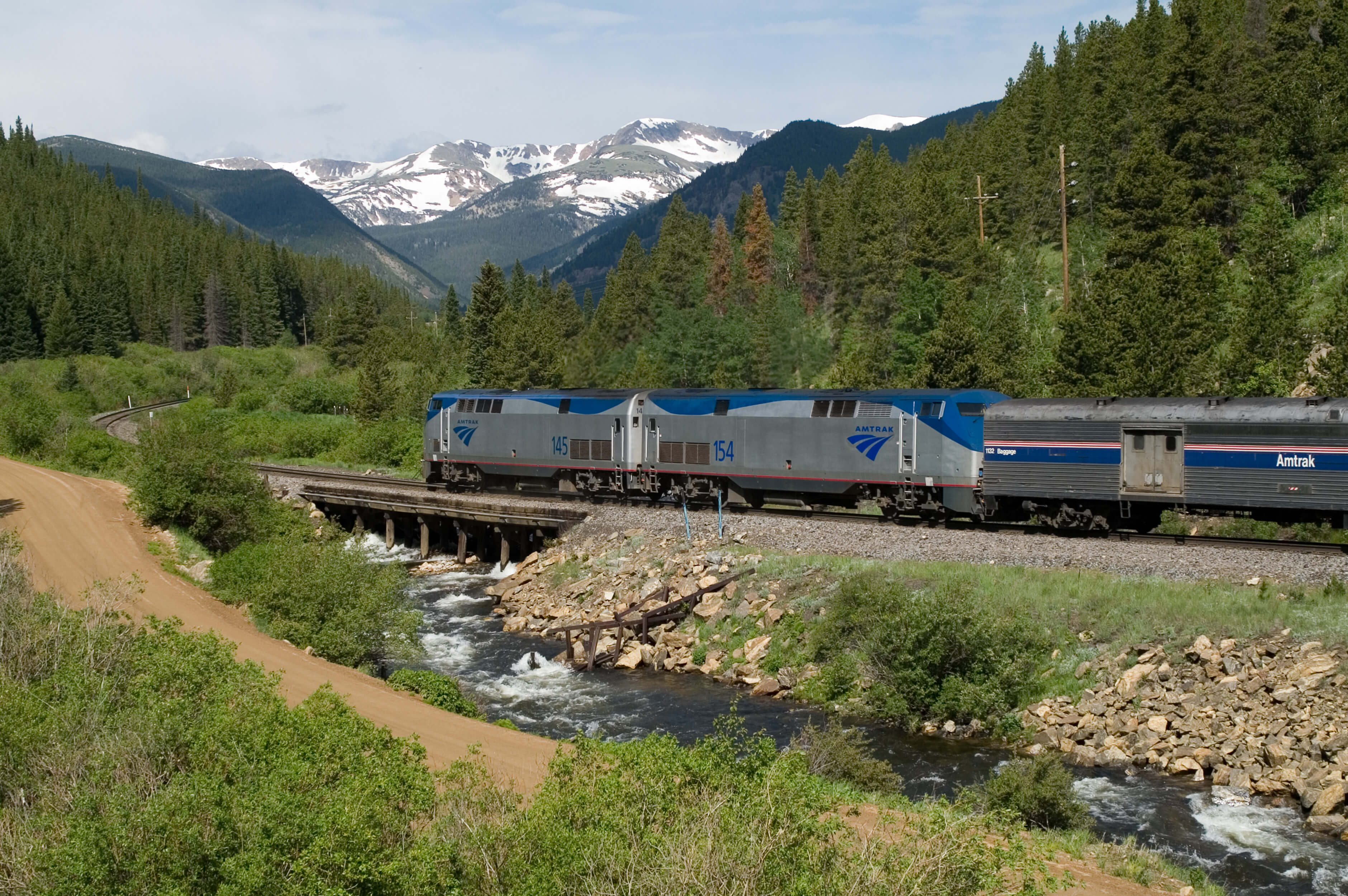 Amtrak's Empire Builder coming straight into Glacier National Park