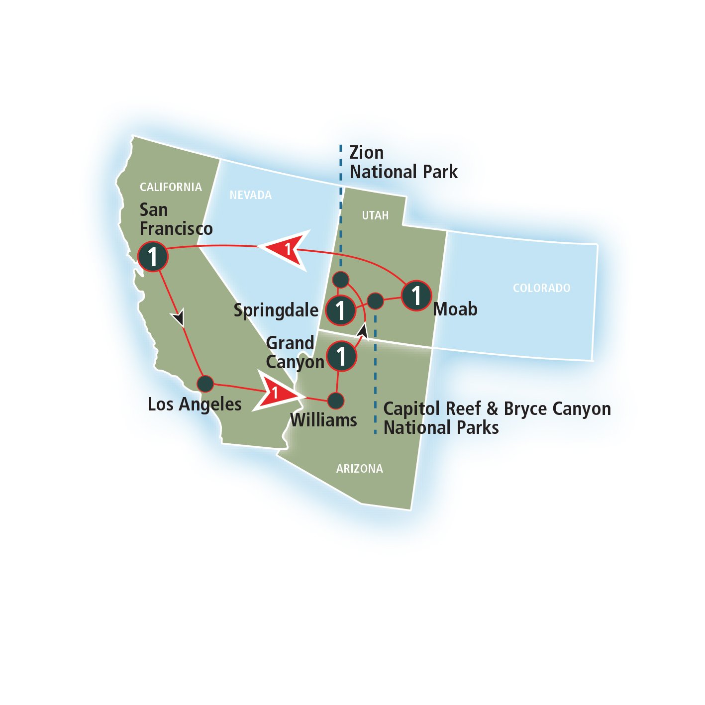 National Parks Map Southwest - National Parks Of The Southwest Grand Canyon And Beyond