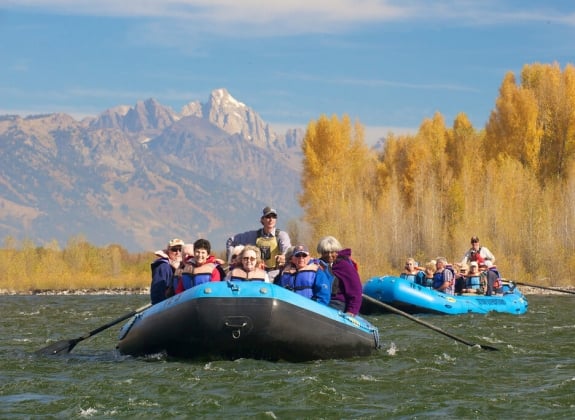 people ona. river float in Jackson Hole, Wyoming
