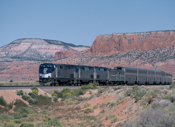 Southwest chief traveling through desert
