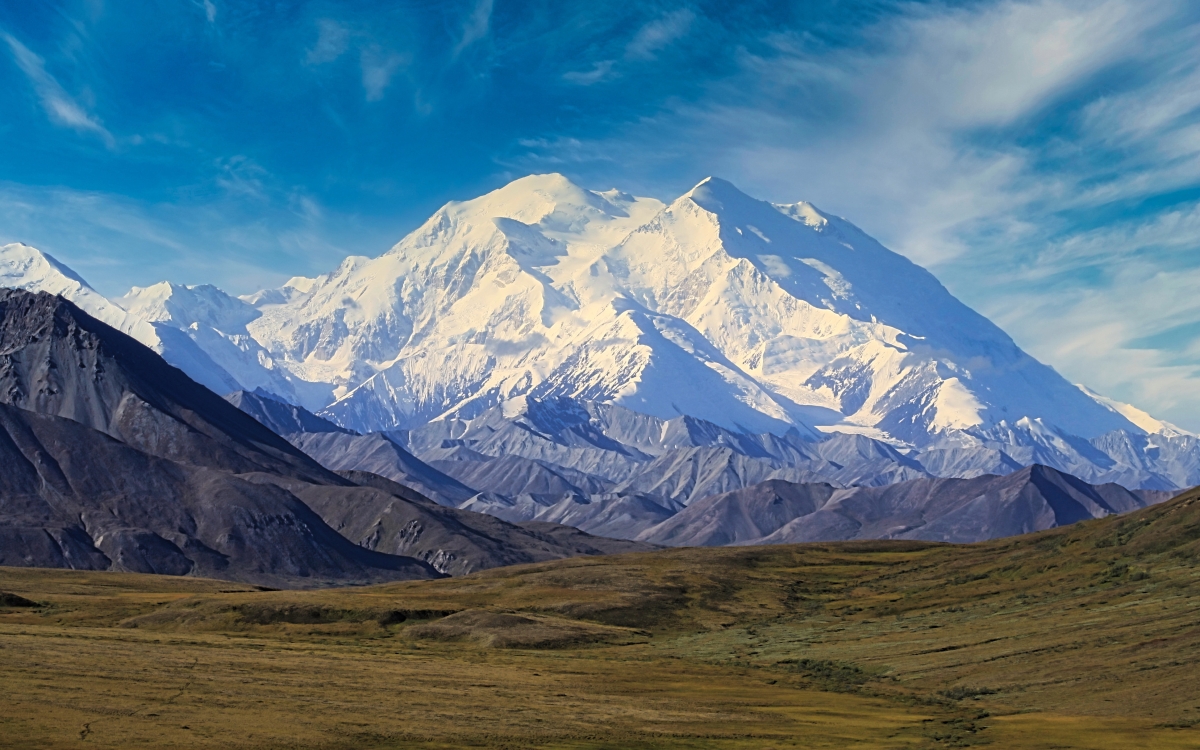 Mt Denali, formerly Mt Mckinley. The highest peak in North America ,captured on a sunny clear day.