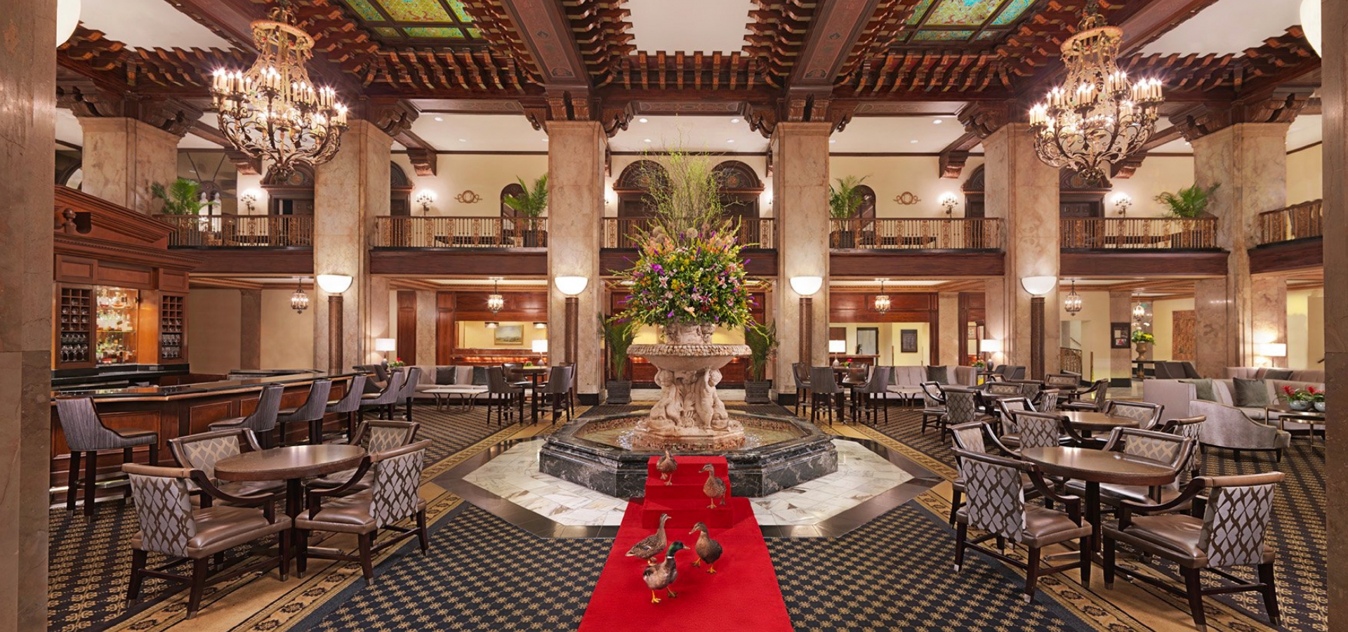 ducks in hotel lobby