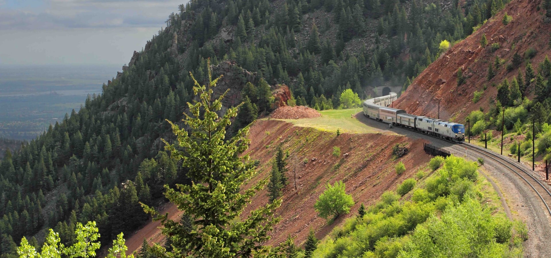 Amtrak's California Zephyr on a hillside