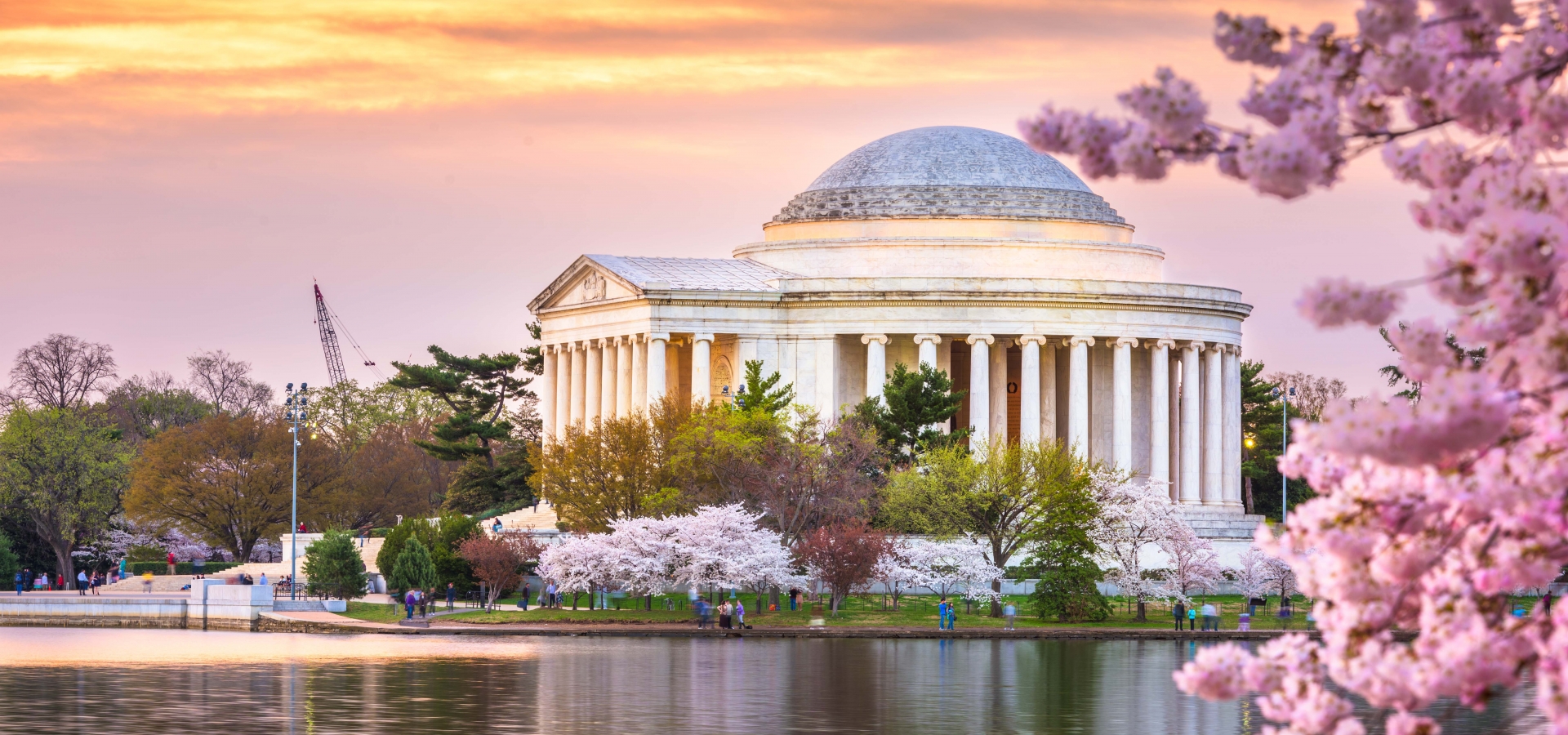 Washington, DC at the Tidal Basin and Jefferson Memorial during spring.