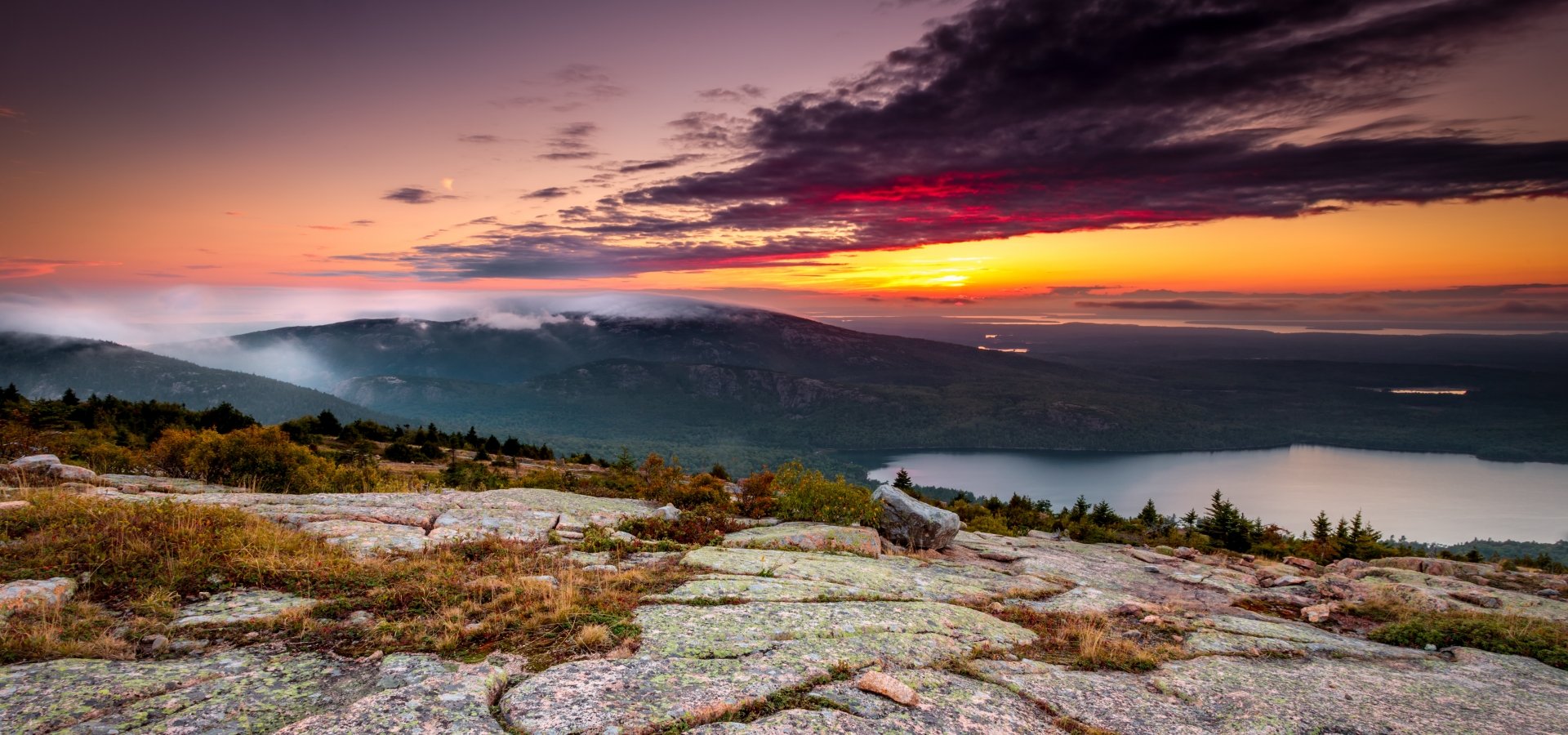 Acadia national park, cadillac mountain Sunset in Acadia national park, cadillac mountain