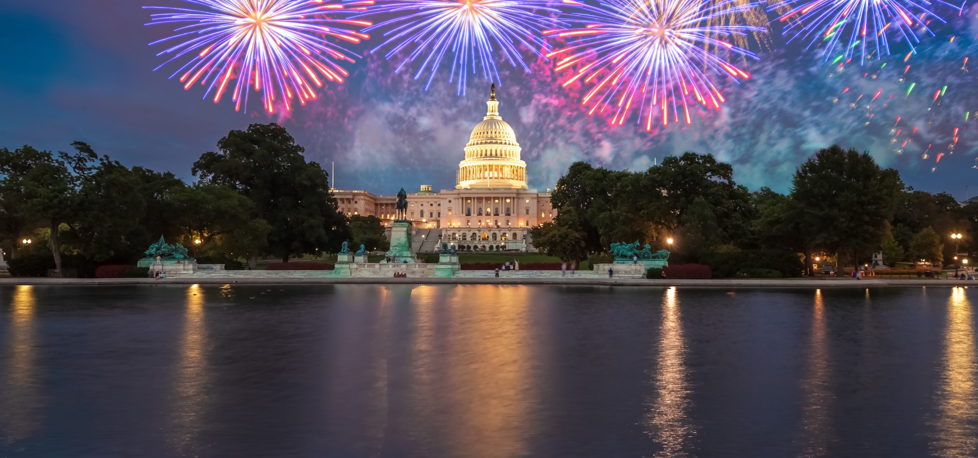 fireworks above the capital building in washington, dc