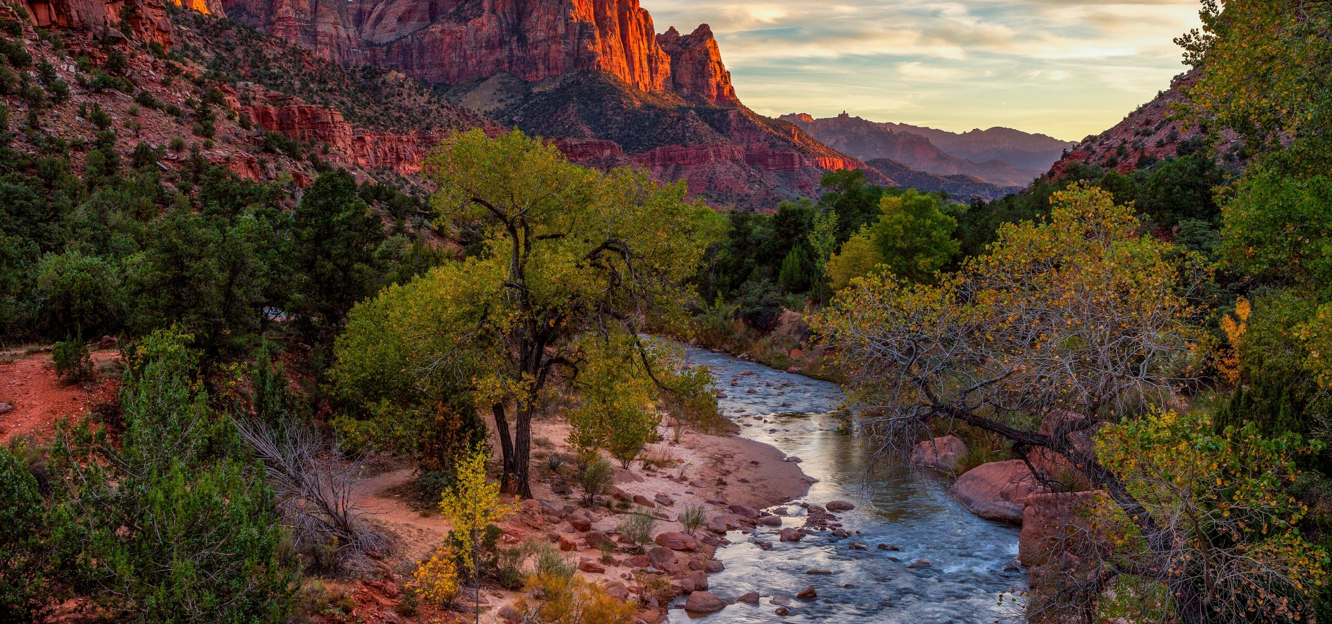 river flowing through zion national park in utah