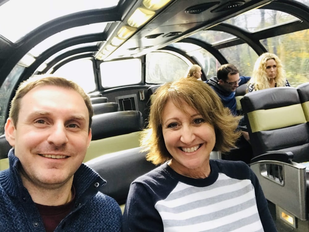 Andreas and Joanne in the VIA Rail Observation Car