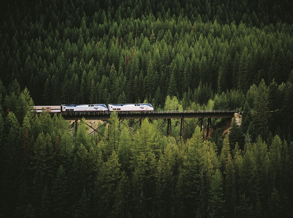 Empire Builder Through Forest Bridge