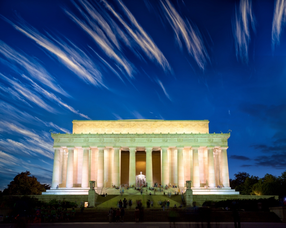 The Lincoln Memorial at dusk, Washington DC, United States