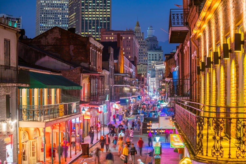 Downtown French Quarters New Orleans, Louisiana at Night