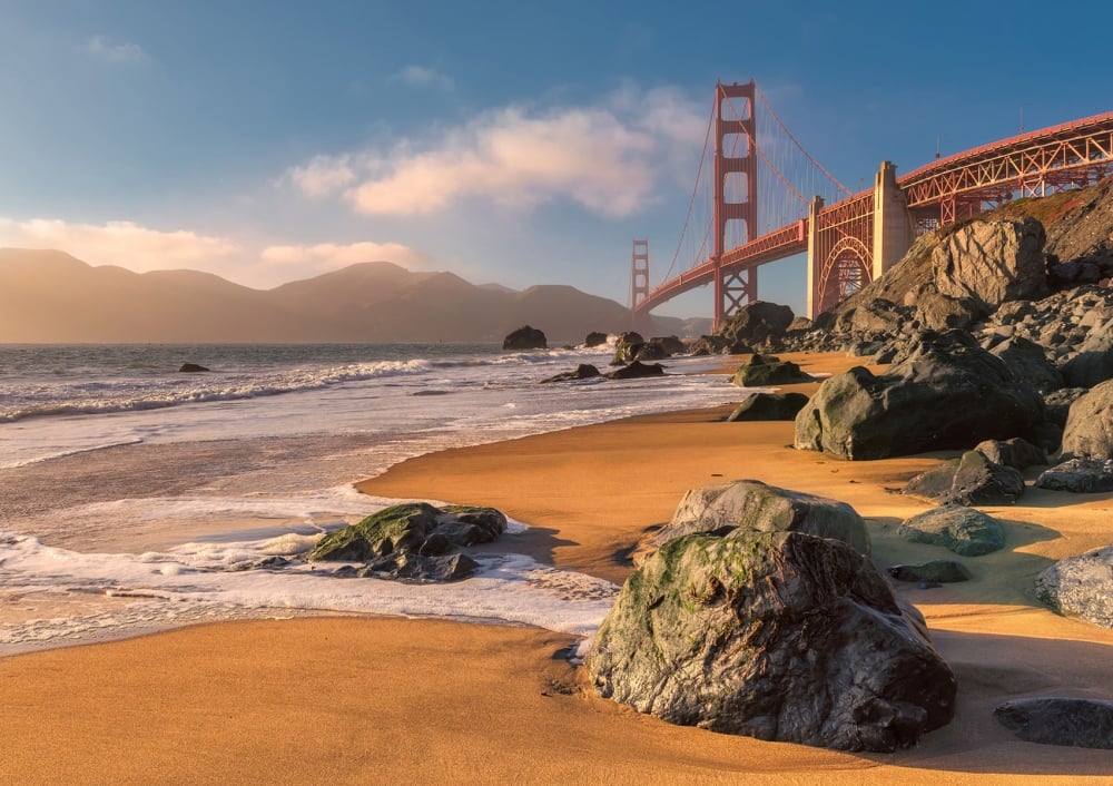 San Francisco and Golden Gate Bridge from Beach