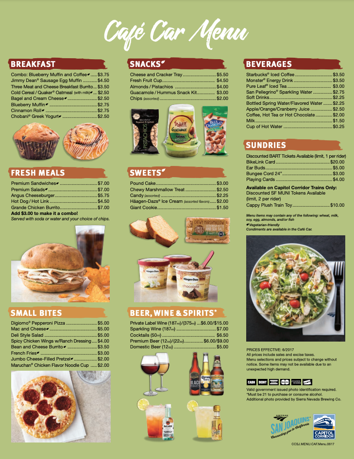 San Joaquins Menu