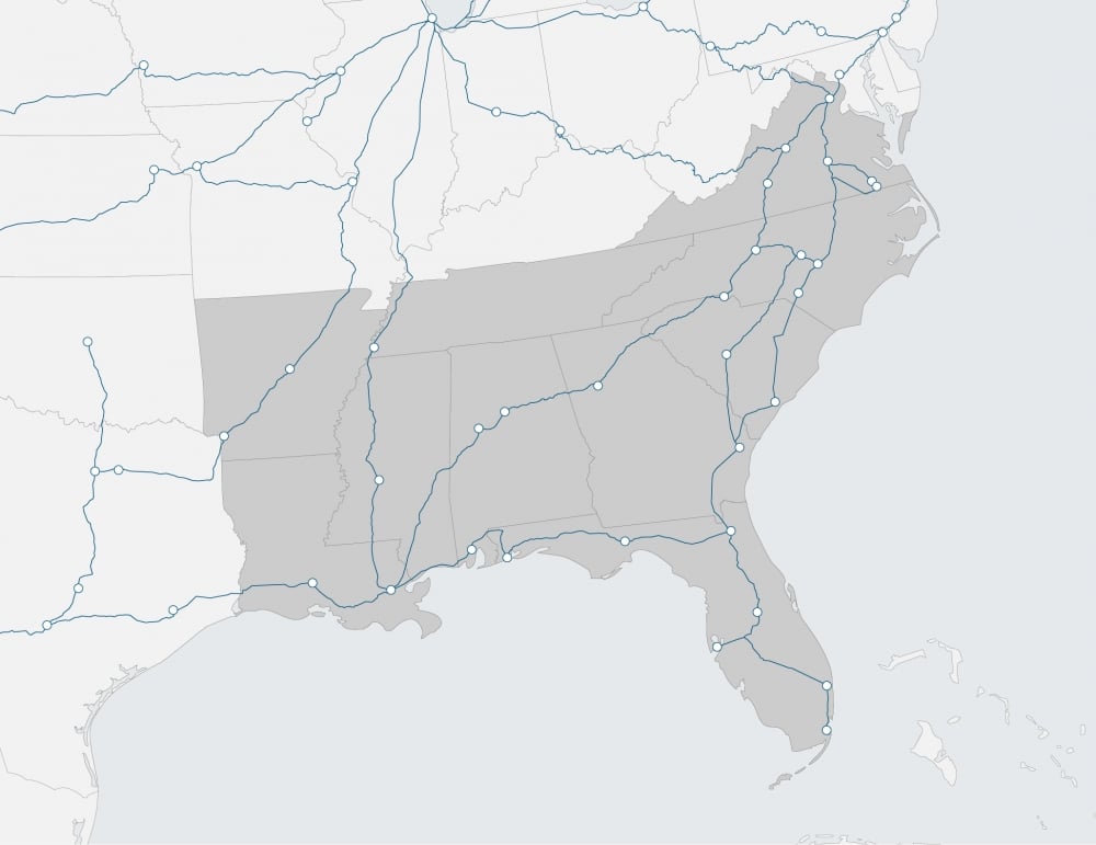 region map of southern US