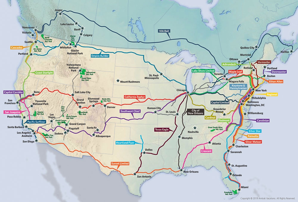 Amtrak Vacations National Park Map