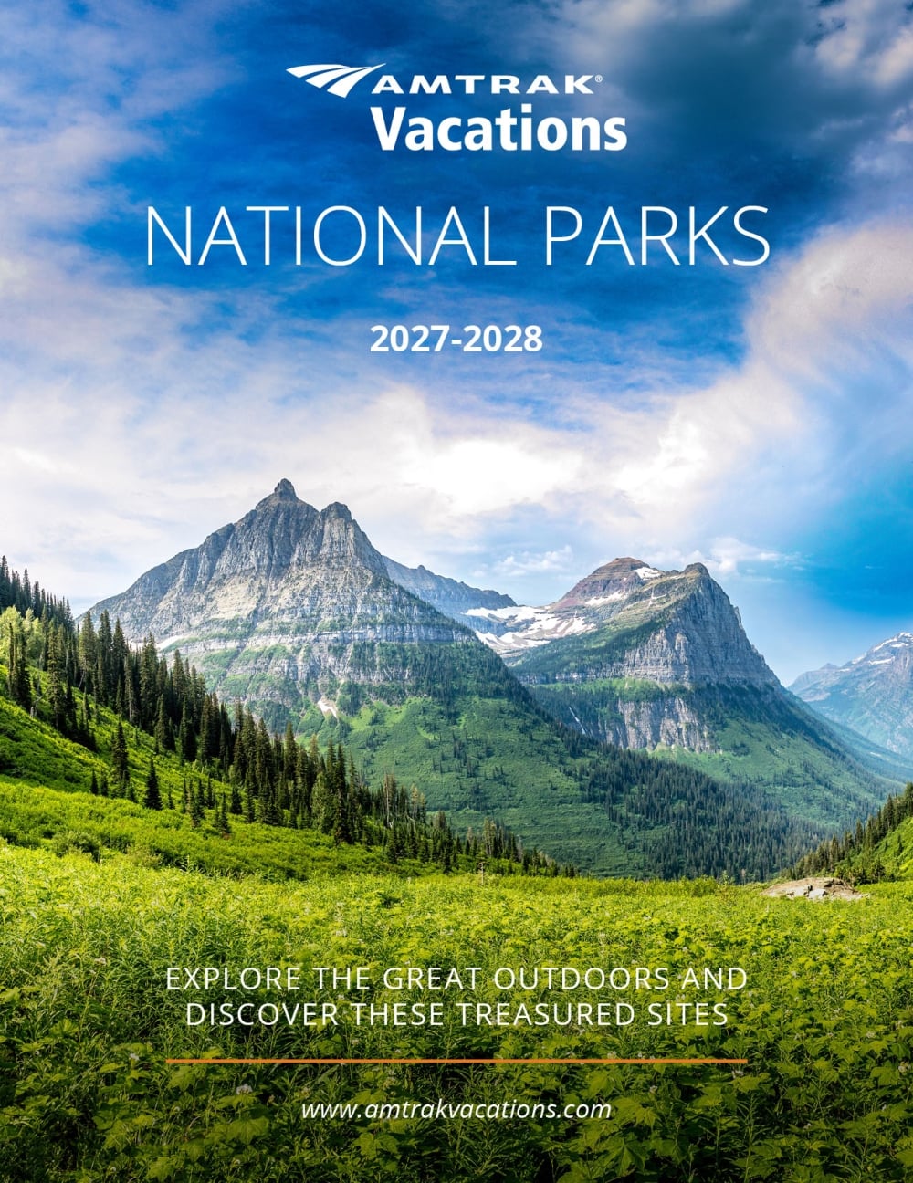 amatrak vacations national parks rail vacations brochure cover for 2027-2028
